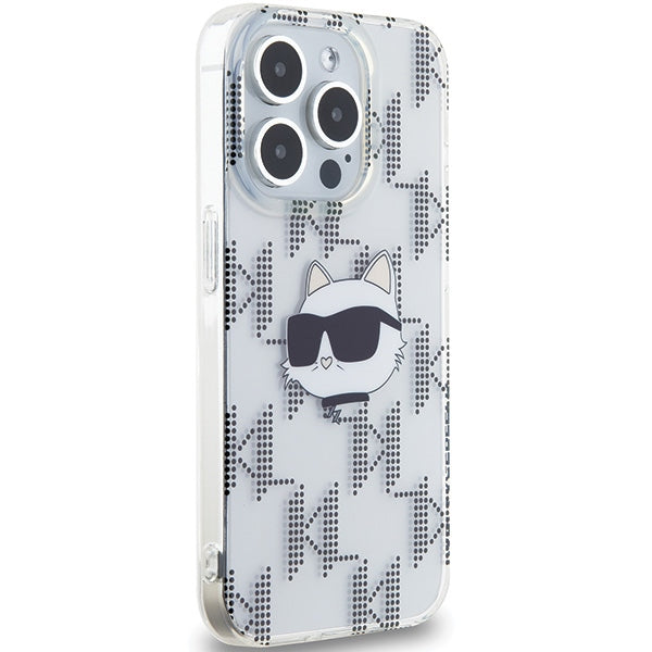 Fodral för Apple iPhone 15 Pro Max, Karl Lagerfeld, IML Electroplated Choupette Head, Transparent