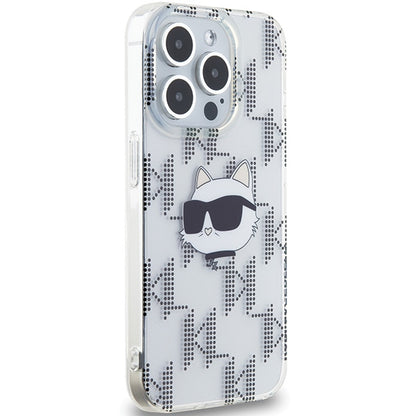 Fodral för Apple iPhone 15 Pro Max, Karl Lagerfeld, IML Electroplated Choupette Head, Transparent