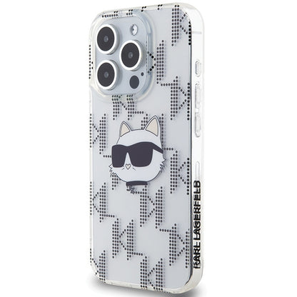 Fodral för Apple iPhone 15 Pro Max, Karl Lagerfeld, IML Electroplated Choupette Head, Transparent