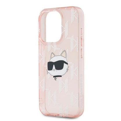 Skyddsfodral för Apple iPhone 15 Pro Max, Karl Lagerfeld, IML Luxury Monogram Choupette's Head, Rosa
