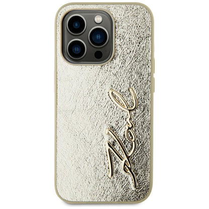 Fodral för Apple iPhone 15 Pro Max, Karl Lagerfeld, Metal Signature, Guld