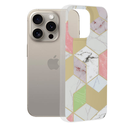 Fodral för Apple iPhone 15 Pro Max, Techsuit, Marble, Lila