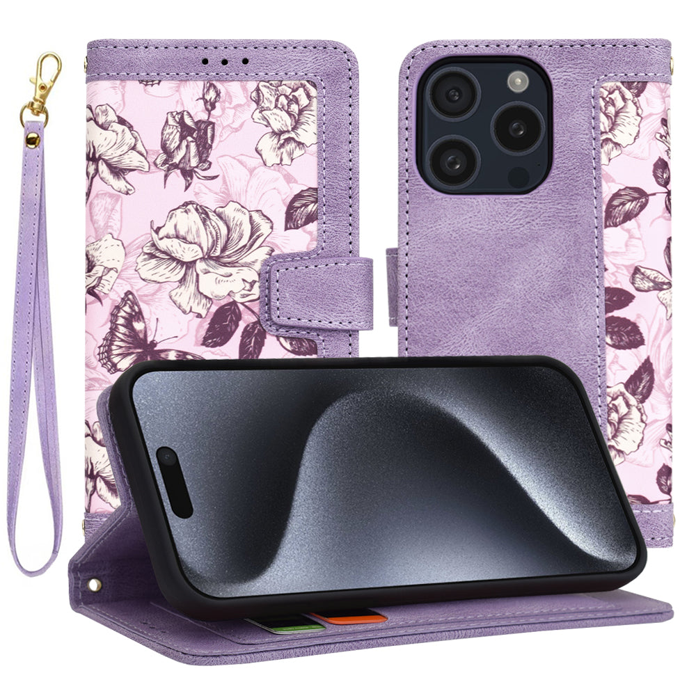 Fodral för Apple iPhone 15 Pro, Techsuit, FlipCraft, Lila