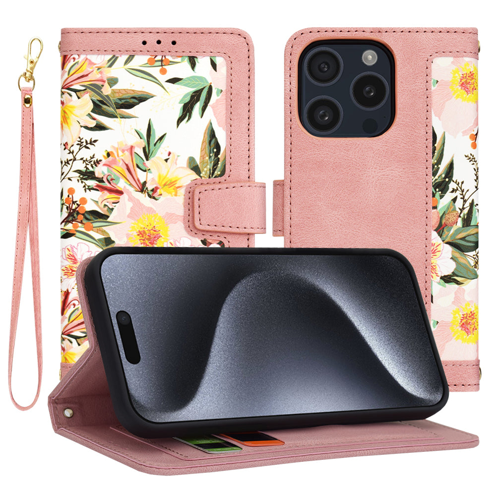 Fodral för Apple iPhone 15 Pro, Techsuit, FlipCraft, Rosa