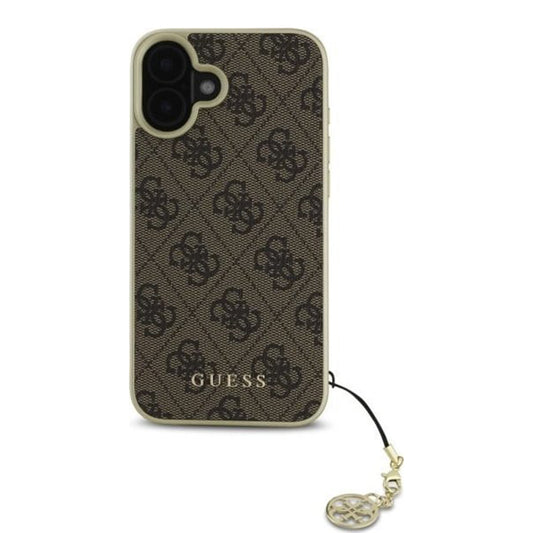 Skyddsfodral för Apple iPhone 16, Guess, 4G Charm, Brun