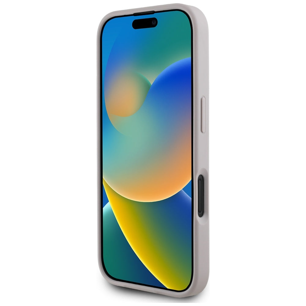 Fodral för Apple iPhone 16, Guess, 4G Grained Roses Big Logo, Lila