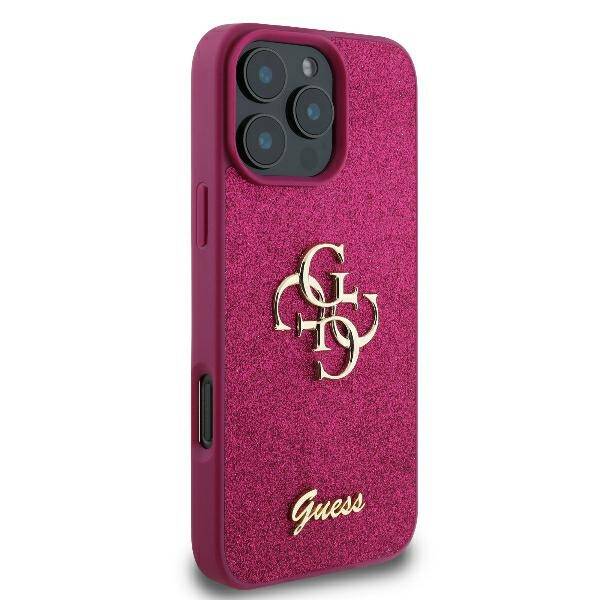 Skyddsfodral för Apple iPhone 16, Guess, Fixed Glitter Big 4G, Lila