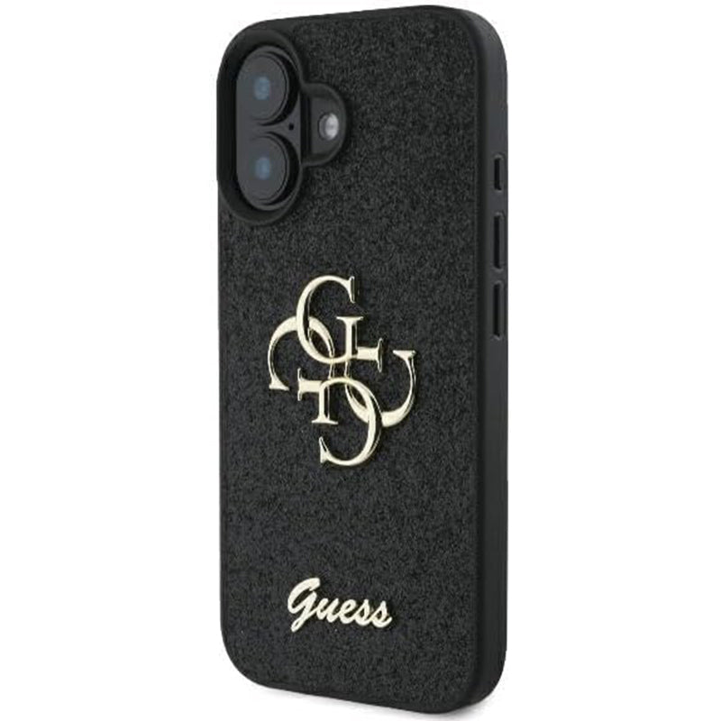 Case for Apple iPhone 16, Guess, Fixed Glitter Big 4G, Black