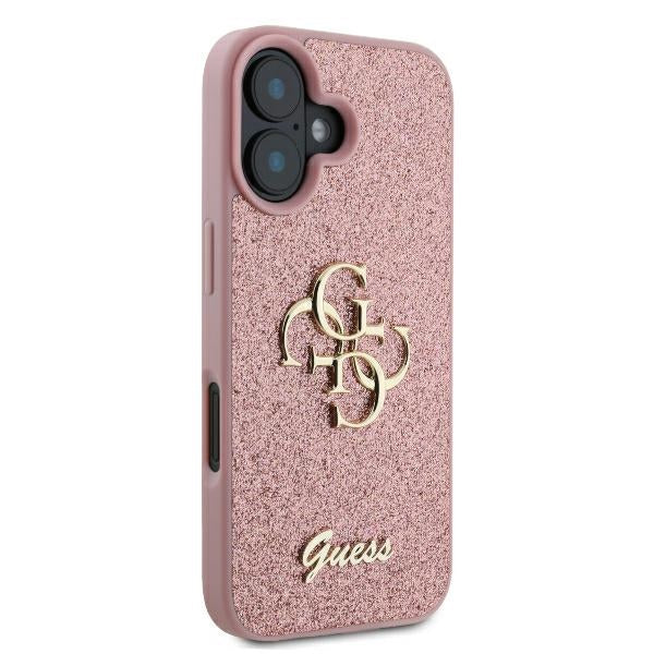 Skyddsfodral för Apple iPhone 16, Guess, Fixed Glitter Big 4G, Rosa