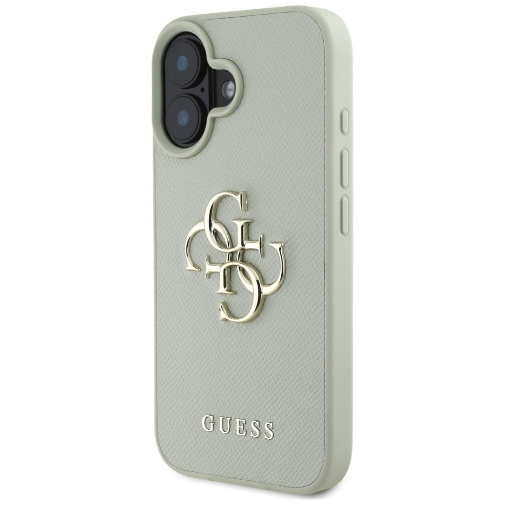 Skyddsfodral för Apple iPhone 16, Guess, Grained Big 4G Logo Small Classic Logo, Grön