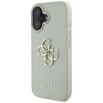 Skyddsfodral för Apple iPhone 16, Guess, Grained Big 4G Logo Small Classic Logo, Grön