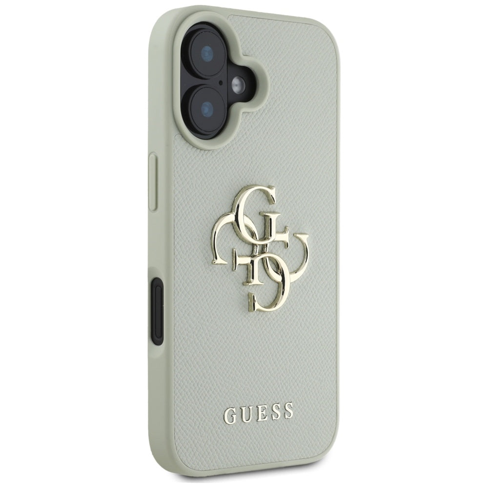 Skyddsfodral för Apple iPhone 16, Guess, Grained Big 4G Logo Small Classic Logo, Grön