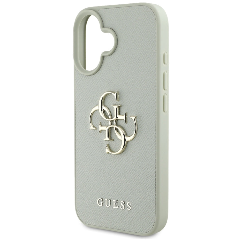Skyddsfodral för Apple iPhone 16, Guess, Grained Big 4G Logo Small Classic Logo, Grön