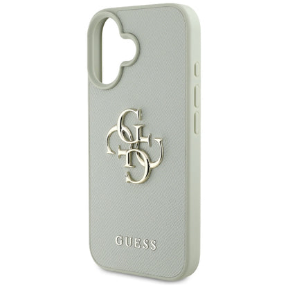 Skyddsfodral för Apple iPhone 16, Guess, Grained Big 4G Logo Small Classic Logo, Grön