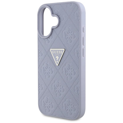 Case for Apple iPhone 16, Guess, Hot Stamp 4G Pattern Triangle Logo, Light Purple