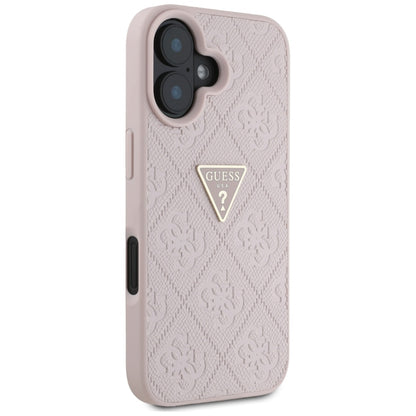 Fodral för Apple iPhone 16, Guess, Hot Stamp 4G Pattern Triangle Logo, Rosa