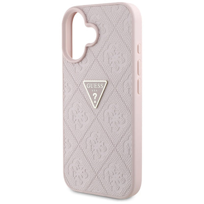 Fodral för Apple iPhone 16, Guess, Hot Stamp 4G Pattern Triangle Logo, Rosa