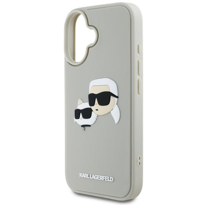 Fodral för Apple iPhone 16, Karl Lagerfeld, 3D Rubber Karl & Choupette, Beige