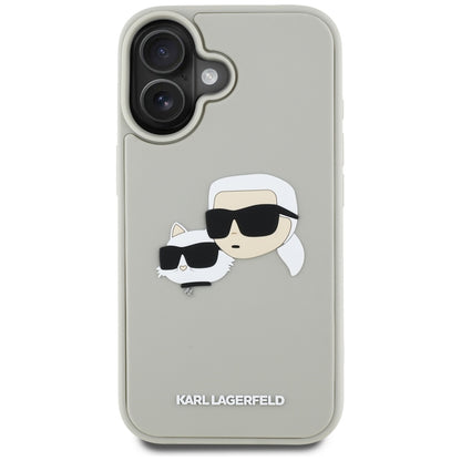 Fodral för Apple iPhone 16, Karl Lagerfeld, 3D Rubber Karl & Choupette, Beige