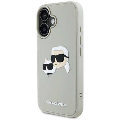Fodral för Apple iPhone 16, Karl Lagerfeld, 3D Rubber Karl & Choupette, Beige