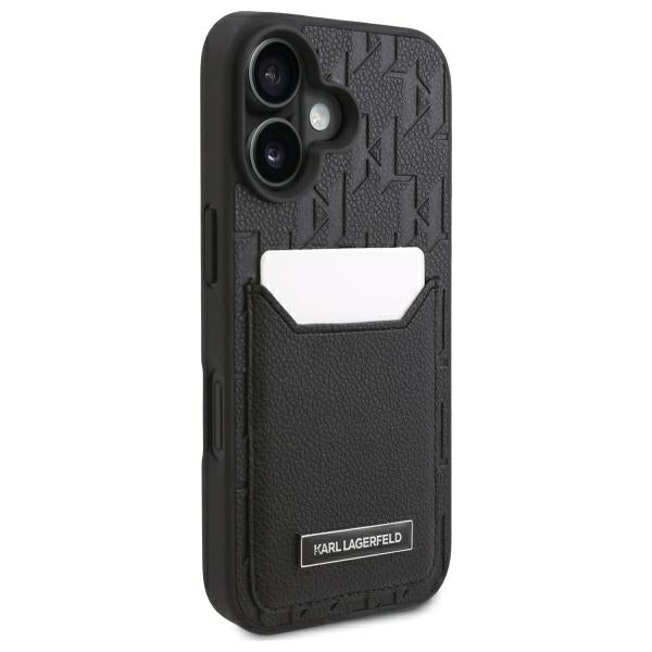 Fodral för Apple iPhone 16, Karl Lagerfeld, Cardslots Monogram, Svart