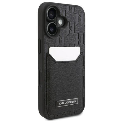 Fodral för Apple iPhone 16, Karl Lagerfeld, Cardslots Monogram, Svart