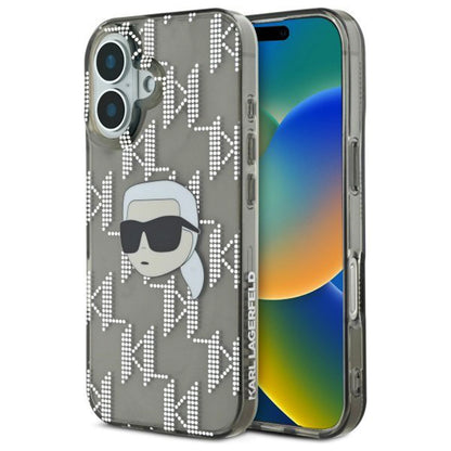 Fodral för Apple iPhone 16, Karl Lagerfeld, IML Luxury Electroplated Karl's Head, Svart