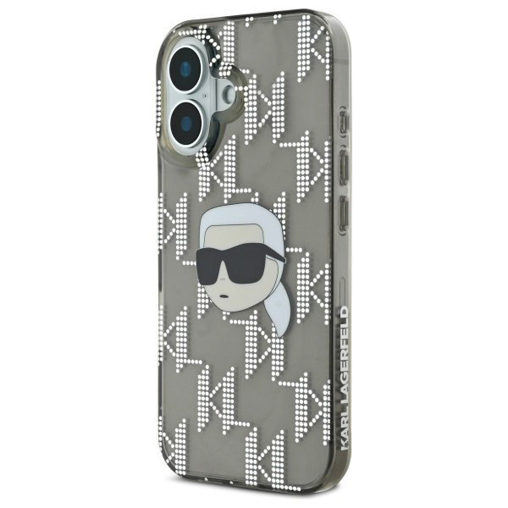 Fodral för Apple iPhone 16, Karl Lagerfeld, IML Luxury Electroplated Karl's Head, Svart