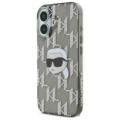 Fodral för Apple iPhone 16, Karl Lagerfeld, IML Luxury Electroplated Karl's Head, Svart