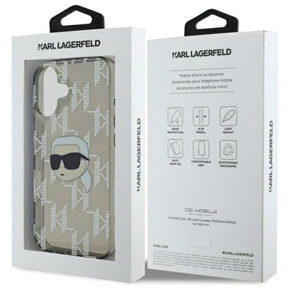 Fodral för Apple iPhone 16, Karl Lagerfeld, IML Luxury Electroplated Karl's Head, Svart