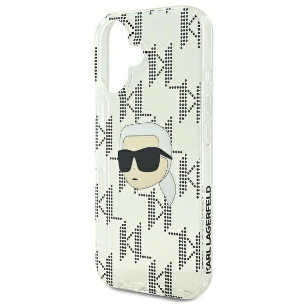 Skal för Apple iPhone 16, Karl Lagerfeld, IML Luxury Electroplated Karl's Head, Transparent
