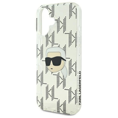 Skal för Apple iPhone 16, Karl Lagerfeld, IML Luxury Electroplated Karl's Head, Transparent