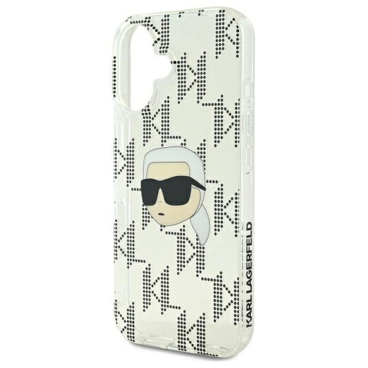 Skal för Apple iPhone 16, Karl Lagerfeld, IML Luxury Electroplated Karl's Head, Transparent