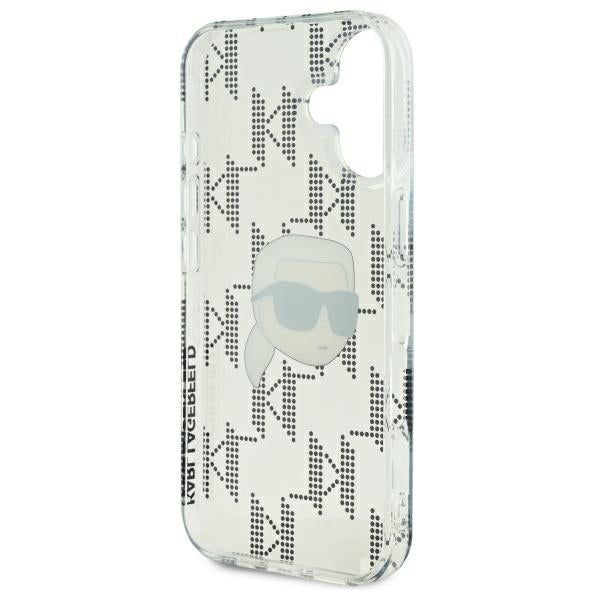 Skal för Apple iPhone 16, Karl Lagerfeld, IML Luxury Electroplated Karl's Head, Transparent