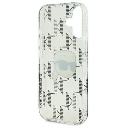 Skal för Apple iPhone 16, Karl Lagerfeld, IML Luxury Electroplated Karl's Head, Transparent