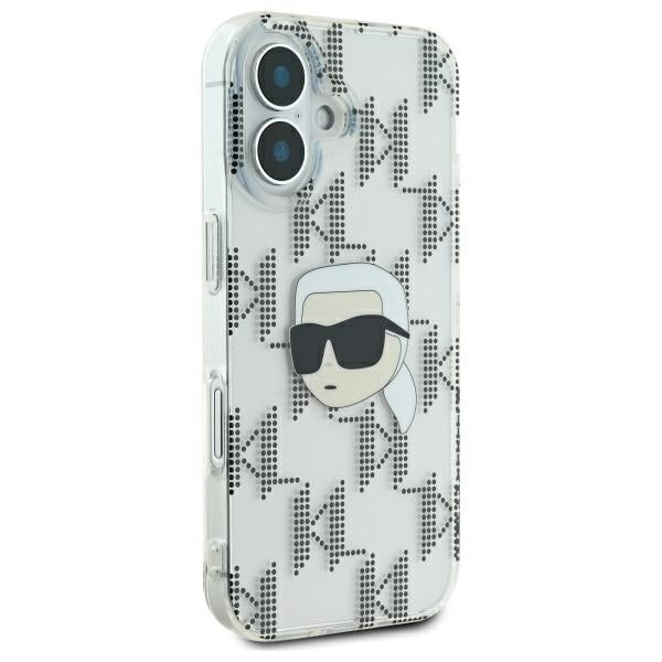 Skal för Apple iPhone 16, Karl Lagerfeld, IML Luxury Electroplated Karl's Head, Transparent