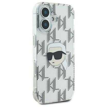 Skal för Apple iPhone 16, Karl Lagerfeld, IML Luxury Electroplated Karl's Head, Transparent