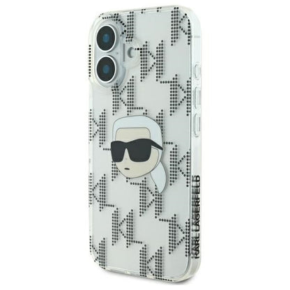 Skal för Apple iPhone 16, Karl Lagerfeld, IML Luxury Electroplated Karl's Head, Transparent
