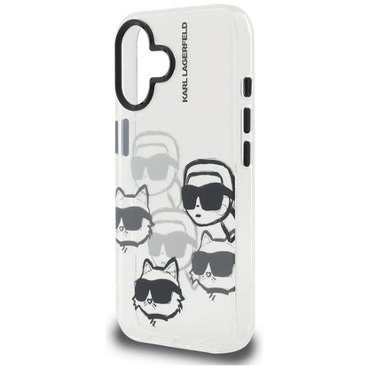 Case for Apple iPhone 16, Karl Lagerfeld, IML Luxury Multi Head Pattern, Transparent