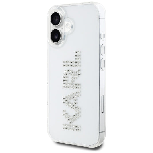 Skyddsfodral för Apple iPhone 16, Karl Lagerfeld, IML Rhinestones Transparent Logo, Transparent