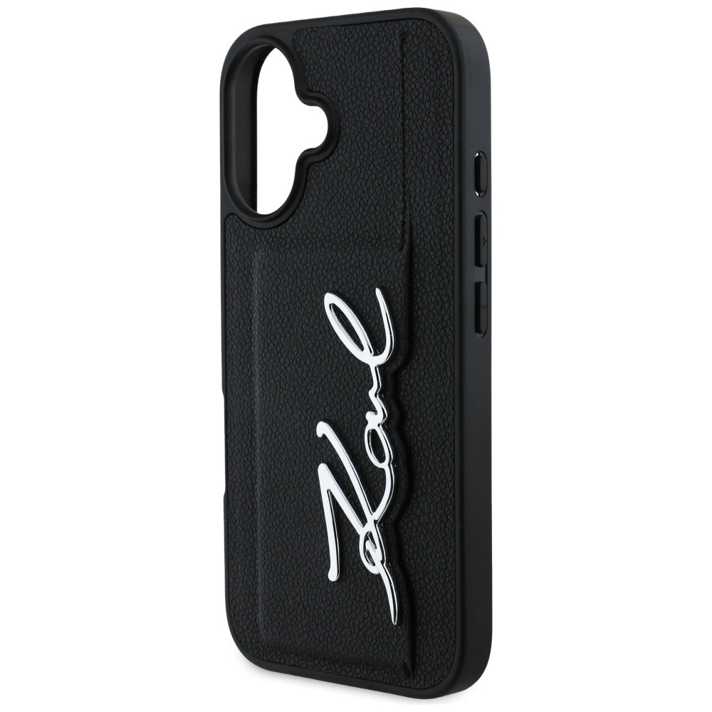 Skyddsfodral för Apple iPhone 16, Karl Lagerfeld, Metal Signature, Svart