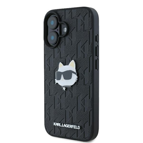 Case for Apple iPhone 16, Karl Lagerfeld, Monogram Choupette's Head, Black