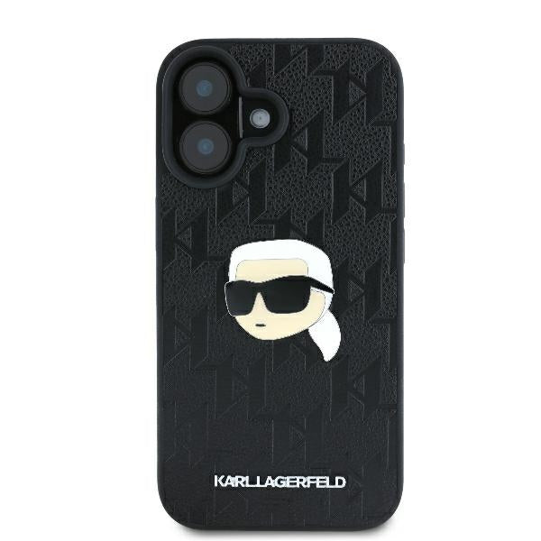 Fodral för Apple iPhone 16, Karl Lagerfeld, Monogram Karl's Head, Svart