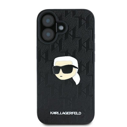 Fodral för Apple iPhone 16, Karl Lagerfeld, Monogram Karl's Head, Svart