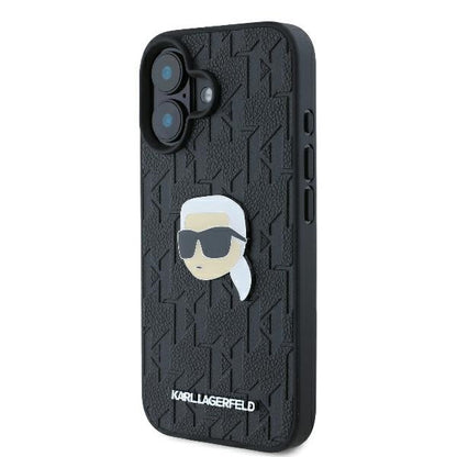 Fodral för Apple iPhone 16, Karl Lagerfeld, Monogram Karl's Head, Svart