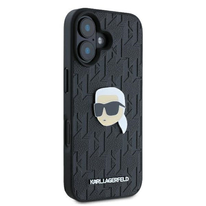 Fodral för Apple iPhone 16, Karl Lagerfeld, Monogram Karl's Head, Svart