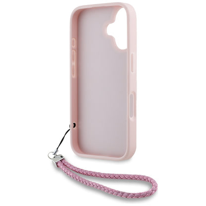 Fodral för Apple iPhone 16, Karl Lagerfeld, Quilted Initial Logo & Chain Strap, Rosa