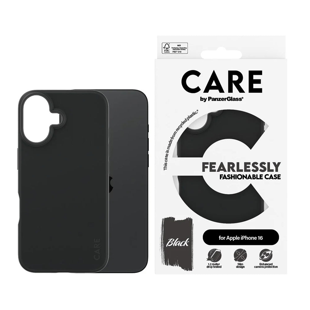 Skyddsfodral för Apple iPhone 16, PanzerGlass, Fashionable Care, Svart