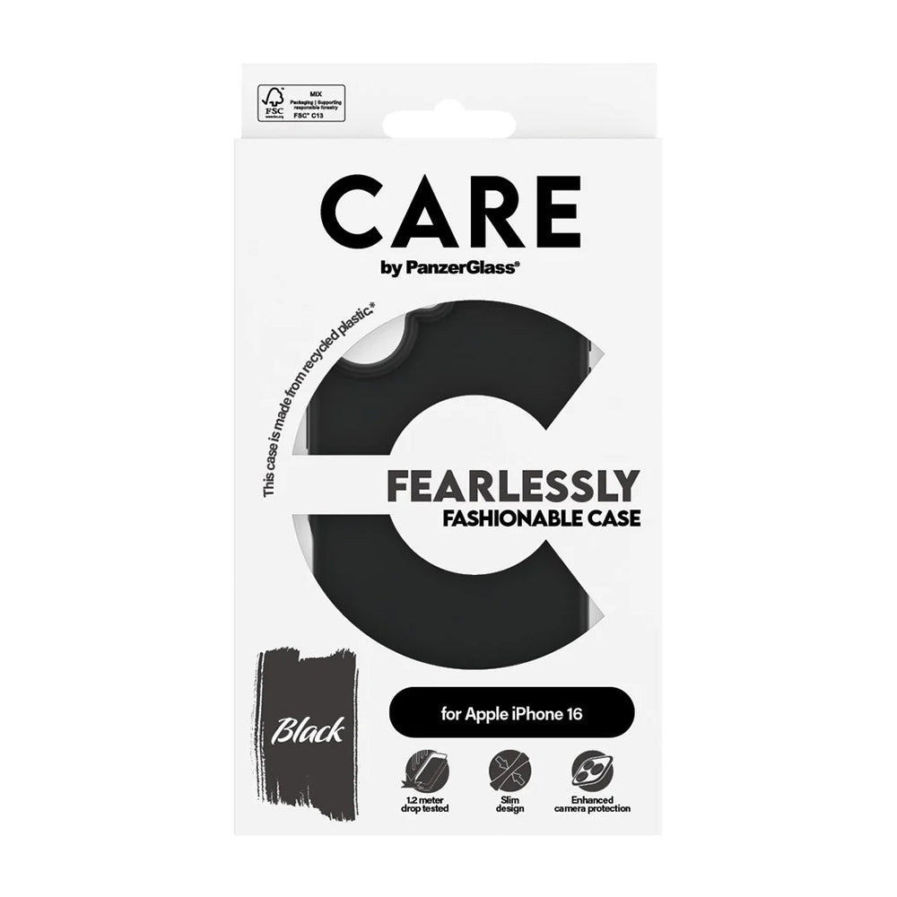 Skyddsfodral för Apple iPhone 16, PanzerGlass, Fashionable Care, Svart
