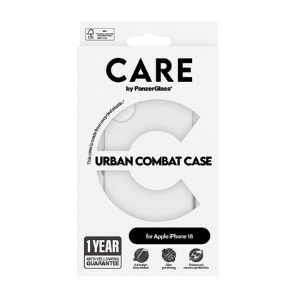 Skyddsfodral för Apple iPhone 16, PanzerGlass, Care Urban Combat, Transparent